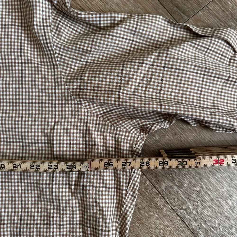 Polo Ralph Lauren Bradford Gingham Shirt XXL Brown Elbow Patches Classic Fit